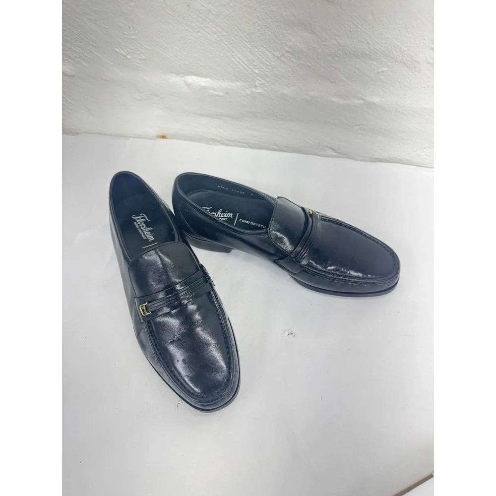 Florsheim Comfortech 17088 Black Leather Buckle Loafer Men's Dress Shoes 10.5EEE